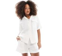 JJXX - Camicia oversize in mussola bianca in coordinato-Bianco 36