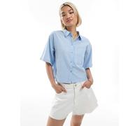 JJXX - Camicia taglio corto oversize blu a righe in seersucker 36