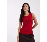 JJXX - Canotta in maglia asimmetrica rossa con bottoni-Rosso 38