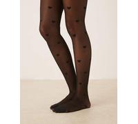 JJXX - Collant trasparenti neri a cuori-Nero M-L