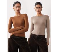 JJXX - Confezione da 2 body a maniche lunghe neutro e marrone 38