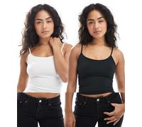 JJXX - Confezione da 2 canotte con spalline sottili bianca e nera-Nero 44