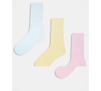 JJXX - Confezione da 3 paia di calzini alla caviglia in colori pastello-Giallo One Size