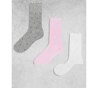 JJXX - Confezione da 3 paia di calzini bianco misto a pois One Size