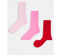JJXX - Confezione da 3 paia di calzini rossi e rosa One Size