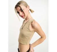 JJXX - Fallon - Canotta beige a coste taglio corto-Neutro 40-42