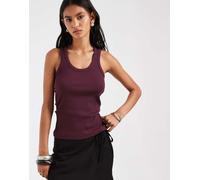 JJXX - Frida - Canotta a coste bordeaux scuro-Rosso 38
