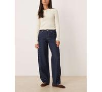 JJXX - Fuji - Jeans bombati lavaggio scuro con borchie-Blu navy W24 L30