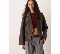 JJXX - Giacca biker in pelle sintetica marrone vintage 34