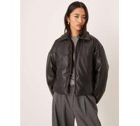 JJXX - Giacca in pelle sintetica nera con zip-Nero 40-42