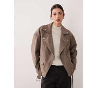 JJXX - Giacca stile motociclista in camoscio sintetico marrone chiaro 36