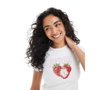 JJXX - Gigi - T-shirt baby bianca con stampa di fragole-Bianco 38