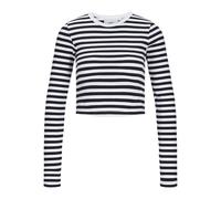 JJXX Jack&Jones Jxfeline STR LS Stripe Rib Tee Jrs Noos, Bianco Brillante, a Strisce: Nero, XS