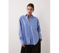 JJXX - jamie - Camicia oversize in popeline blu a righe 40-42