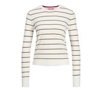 JJXX JXCARA Comfy Stripe Crew Neck Knit SN, Cloud Dancer/Stripes:/Tosted Coconut, L