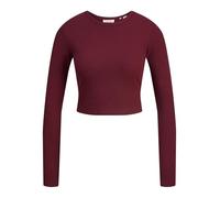 JJXX T-shirt Donna Feline a coste maniche lunghe bordeaux Rosso 36