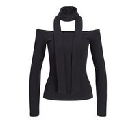 JJXX Jxfeo STR LS Scarf off Sh Top Jrs Maglietta a Maniche Lunghe, Nero, XS Donna