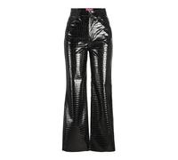 JJXX Jxkenya HW Stra Faux Leat Pant Noos Pantaloni, Black/Pattern:Croc, M Donna