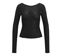 JJXX Jxleah Top in Pizzo STR LS Deep Back Maglietta a Maniche Lunghe, Nero, L Donna