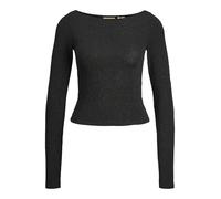 JJXX Jxsigga STR Glitter Boatneck LS Top Jrs Maglietta a Maniche Lunghe, Nero, M Donna