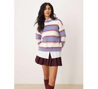 JJXX - Maglione lavorato a righe blu e crema-Bianco 34