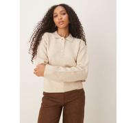 JJXX - Maglione stile polo in misto lana color crema-Bianco 34