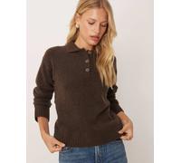 JJXX - Maglione stile polo in misto lana marrone 40-42