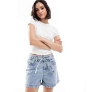 JJXX - Pantaloncini di jeans azzurri allacciati in vita-Blu 38