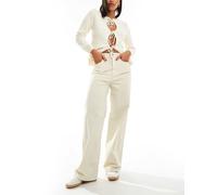 JJXX - Pantaloni a fondo ampio in tessuto a coste color crema-Bianco W32 L32