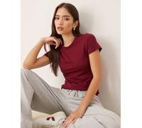 JJXX - T-shirt aderente color bordeaux-Rosso 38