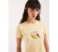 JJXX - T-shirt aderente gialla con stampa di peperoncino-Giallo 34