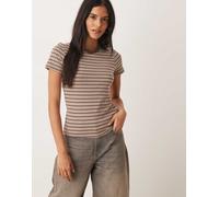 JJXX - T-shirt aderente marrone a righe 34