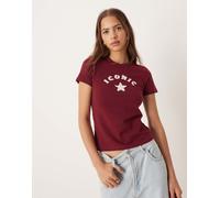 JJXX - T-shirt bordeaux con grafica di stelle-Rosso 36