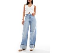 JJXX - Tokyo - Jeans ampi con risvolto azzurri-Blu W31 L32