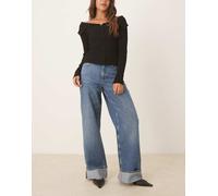 JJXX - Tokyo - Jeans ampi lavaggio blu medio con risvolti W30 L32
