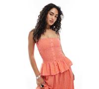 JJXX - Top a fascia a quadri rosa e arancioni in coordinato-Arancione 36