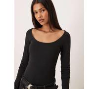JJXX - Top a maniche lunghe con scollo rotondo ampio nero 44