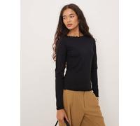 JJXX - Top a maniche lunghe nero con bordi smerlati 38