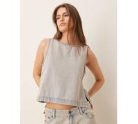 JJXX - Top di jeans lavaggio azzurro con dettagli laterali in coordinato-Blu 44
