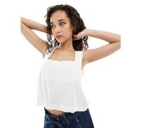 JJXX - Top in misto lino bianco con scollo squadrato 34