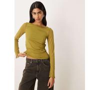 JJXX - Top in tessuto a rete verde muschio con maniche ampie 44