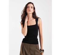 JJXX - Top nero in maglia con scollo squadrato 38