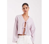 JJXX - Top rosa a righe allacciato sul davanti 44