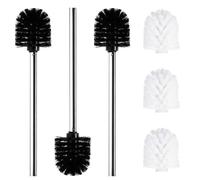 JJZGPP Set di 6 spazzole per WC - Spazzolino per cuccioli da 8 cm di diametro - 3 Scopa di pulizia per WC con manico in acciaio inossidabile, design elegante e classe