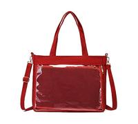 JK Anime Satchels - Borsa a tracolla da donna, in stile universitario, piccola, trasparente, Borsa singola rossa
