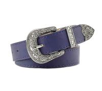 JK Home 108 cm Cintura Vintage Donna Uomo con Carved Incisione Fibbia in Metallo Western Cowboy Ecopelle 2,8 cm di Larghezza per Pantaloni Cowgirl Style, Argento marino, 108x 2.8cm