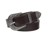 JK Home 108 cm Cintura Vintage Donna Uomo con Carved Incisione Fibbia in Metallo Western Cowboy Ecopelle 2,8 cm di Larghezza per Pantaloni Cowgirl Style, Argento Caffè, 108x 2.8cm