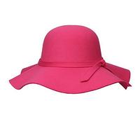 JK Home - Cappello da sole a tesa larga, stile vintage, in feltro di lana, con fiocco, da spiaggia e principessa, per feste in chiesa, Adult Carmine, Taglia unica