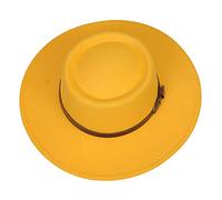 JK Home Cappello da sole Fedora Floppy in feltro di lana, stile vintage, a tesa larga, da spiaggia, principessa, derby, bombetta, chiesa, festa, A: Giallo, Taglia unica