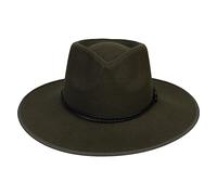 JK Home Cappello Fedora a tesa larga - Cappello Panama in feltro di lana - Taglia unica unisex da donna e da uomo - Fascia in pelle intrecciata nera, Taglia unica